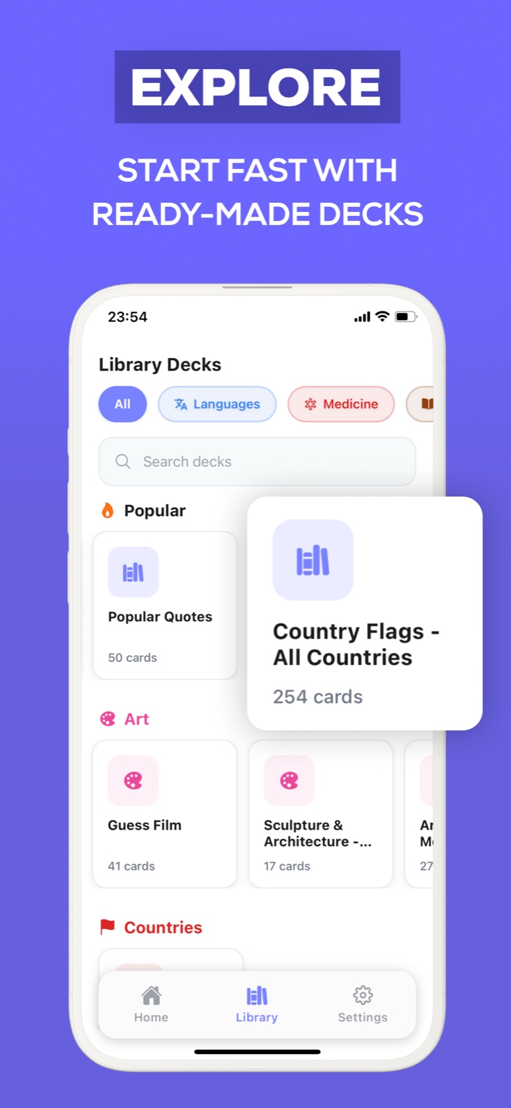 Flashcards Maker iOS app showing study modes and progress tracking