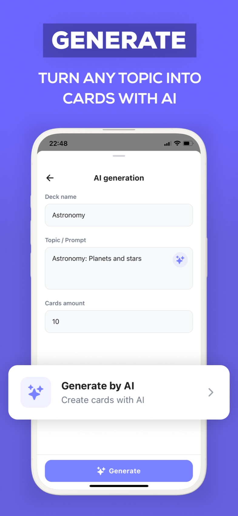 Flashcards Maker iOS app showing study streaks and activity tracking